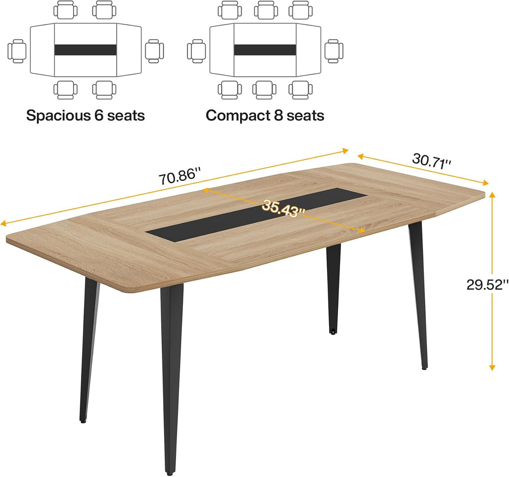70.86" Boat Shaped Conference Table