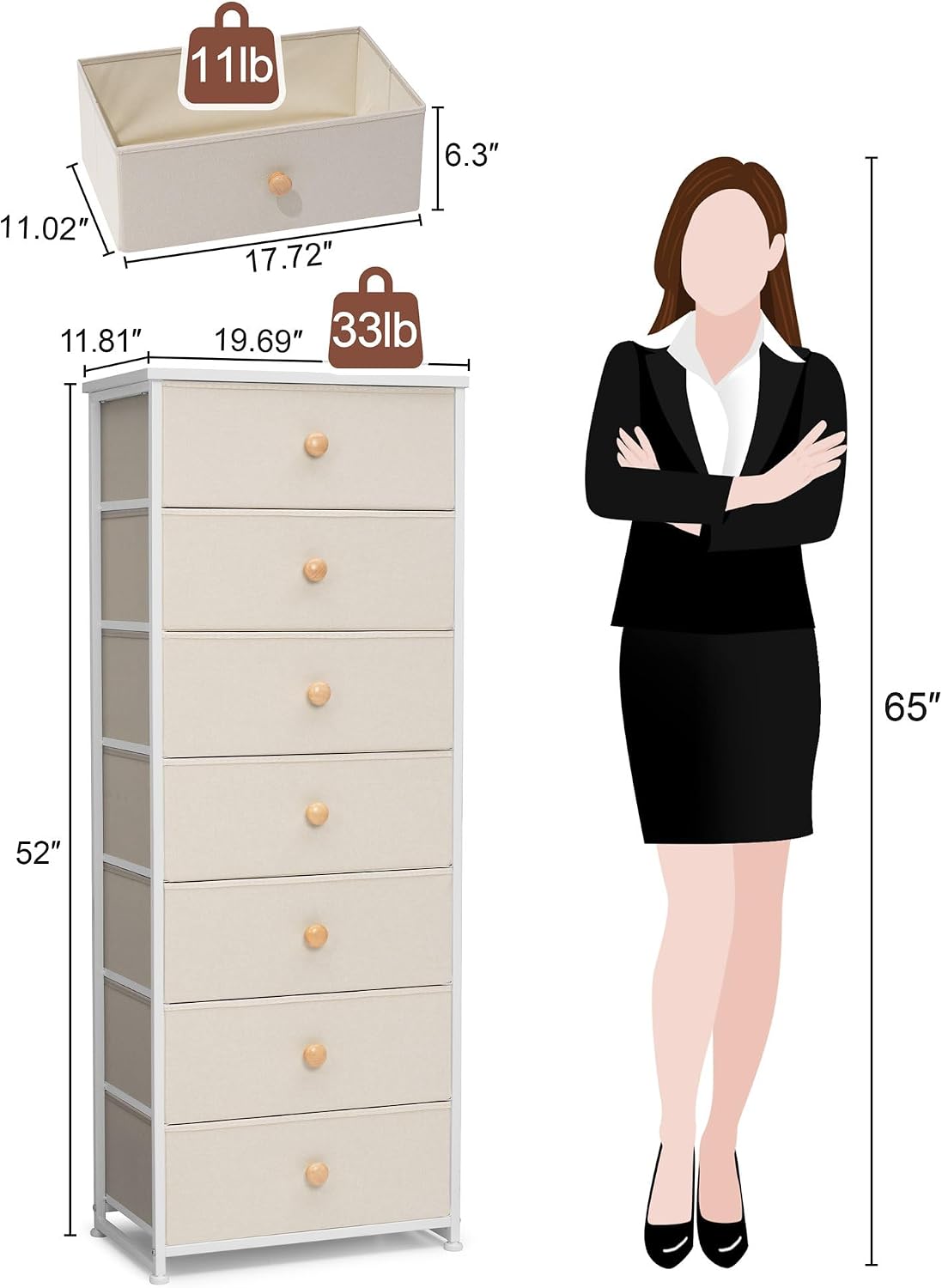 7 Drawer Fabric Storage Dresser
