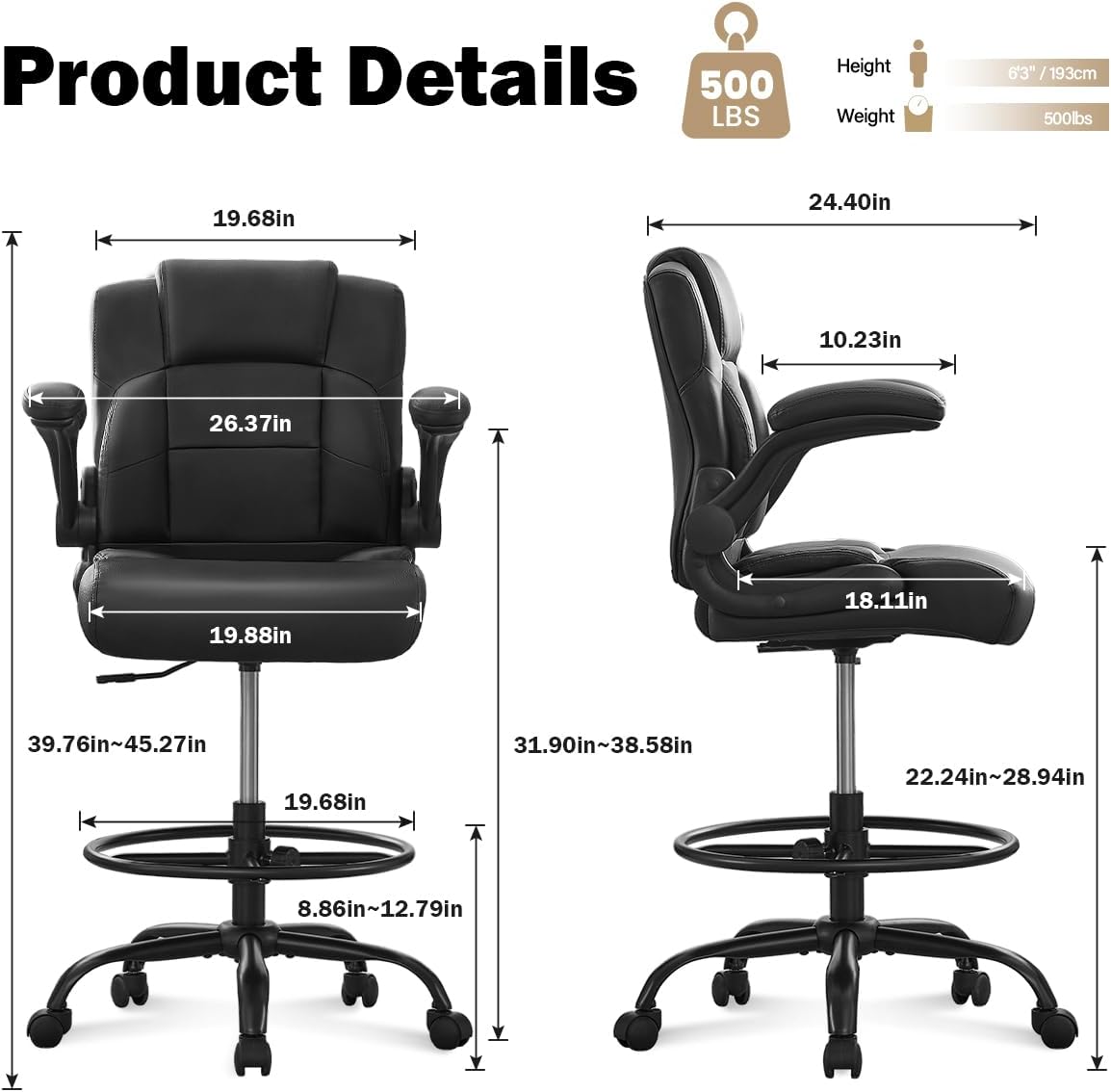 Ergonomic Tall Drafting Chair