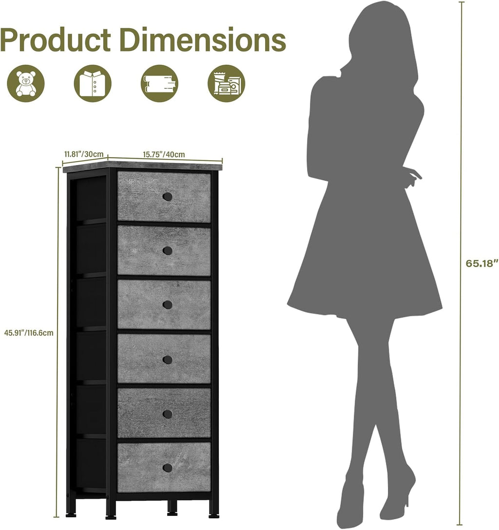 6 Drawer Narrow Tall Dresser