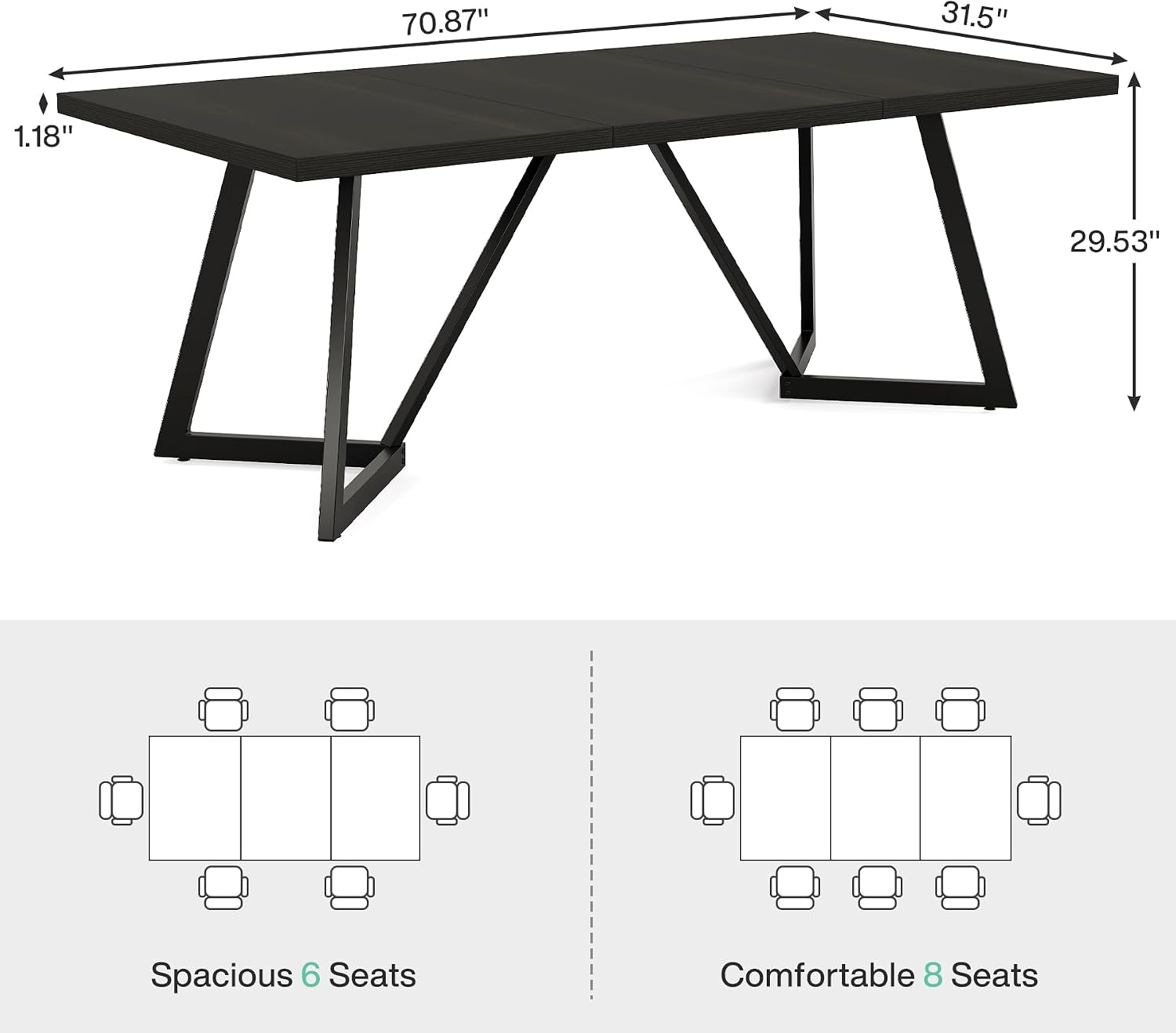 70.86" Modern Conference Table