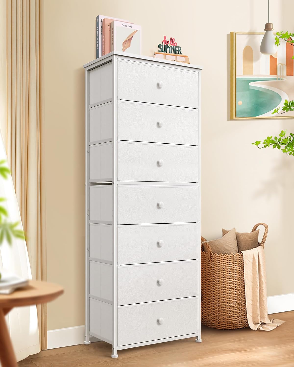7 Drawer Tall Fabric Storage Dresser