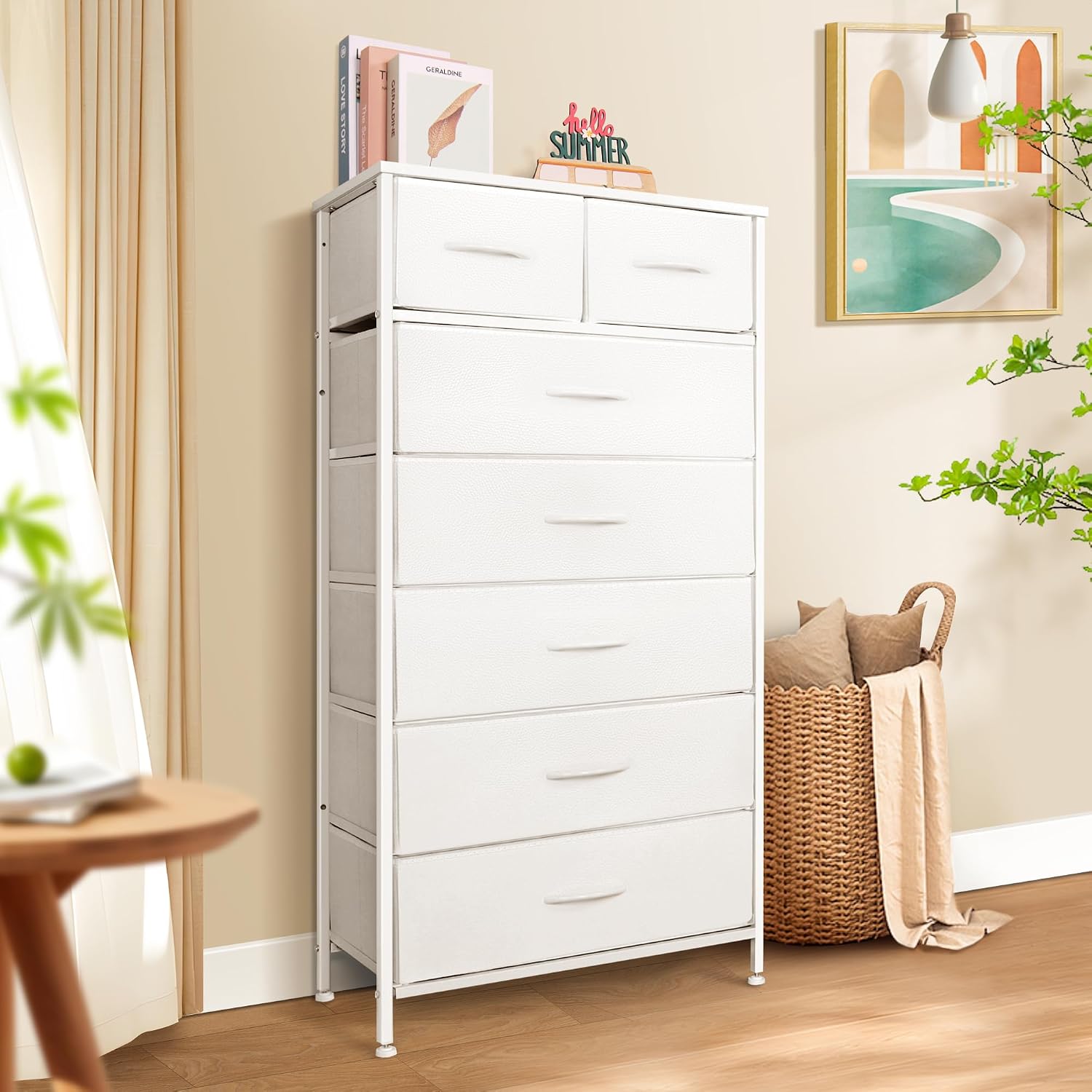7 Drawer Tall Fabric Dresser