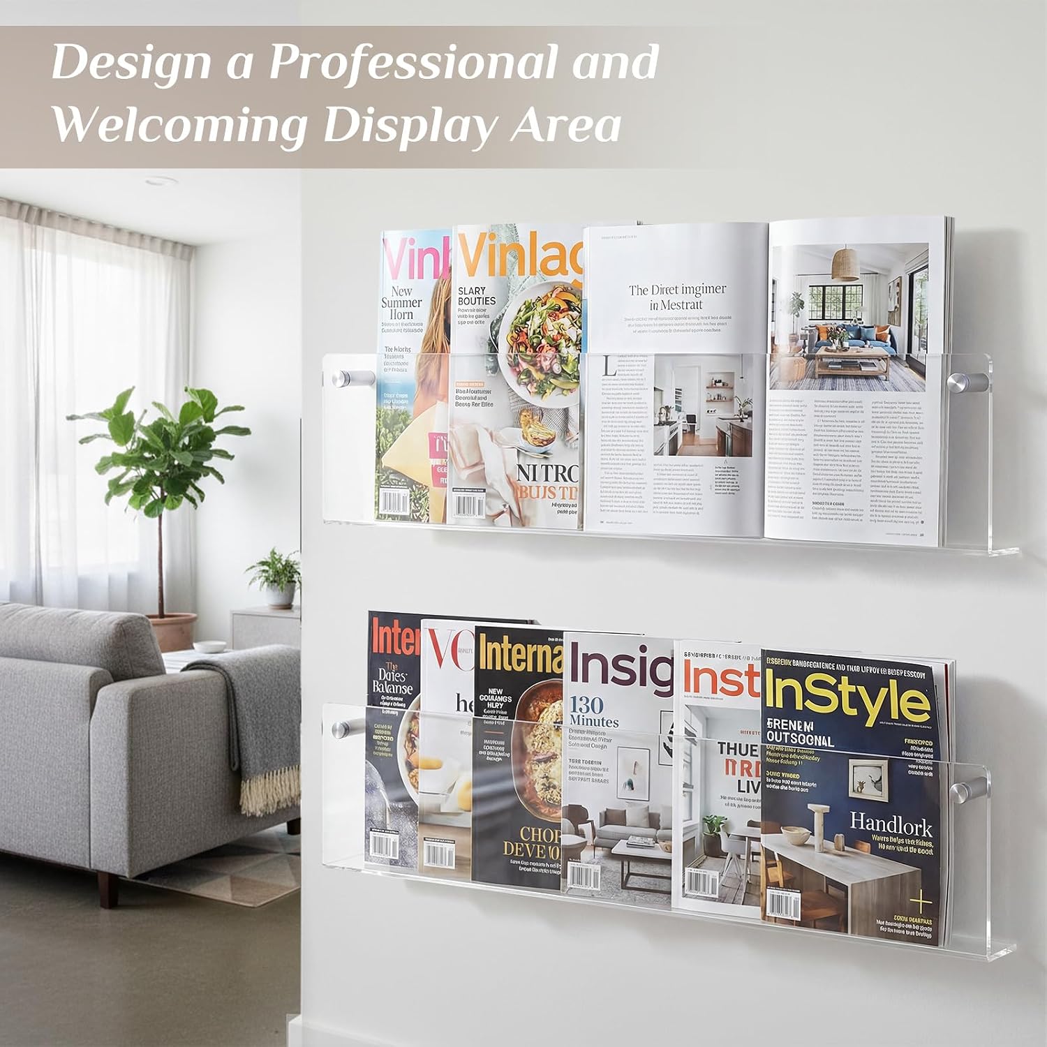Acrylic Wall Mount Magazine Holder