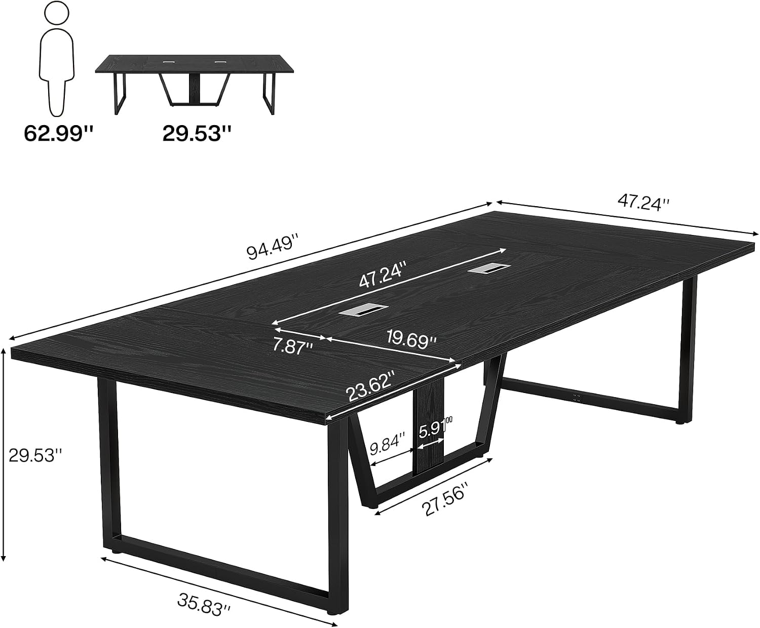 94.49" 10-Person Large Conference Table