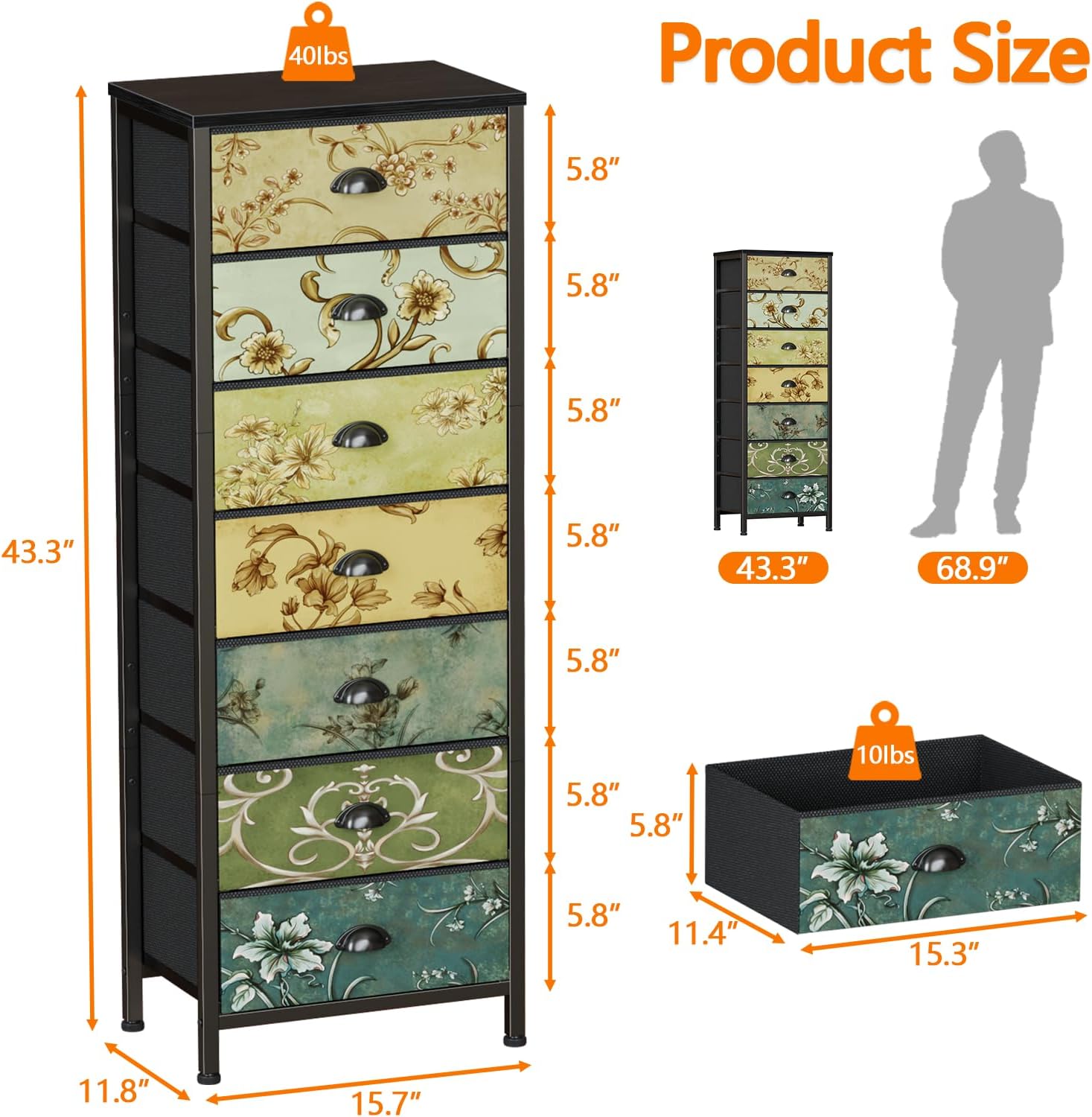7 Drawer Tall Dresser