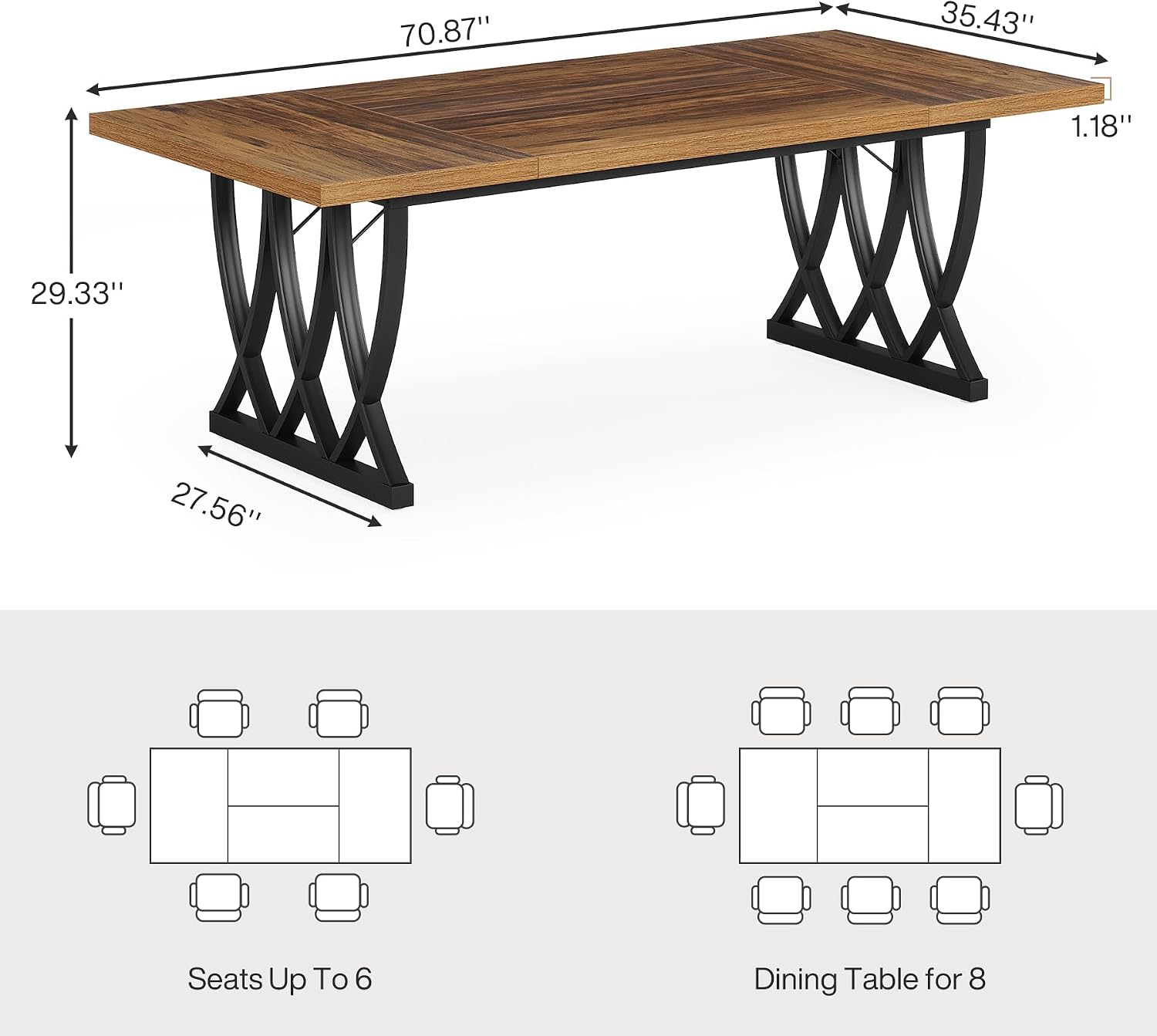 70.86" Curved Frame Conference Table for 6-8 People