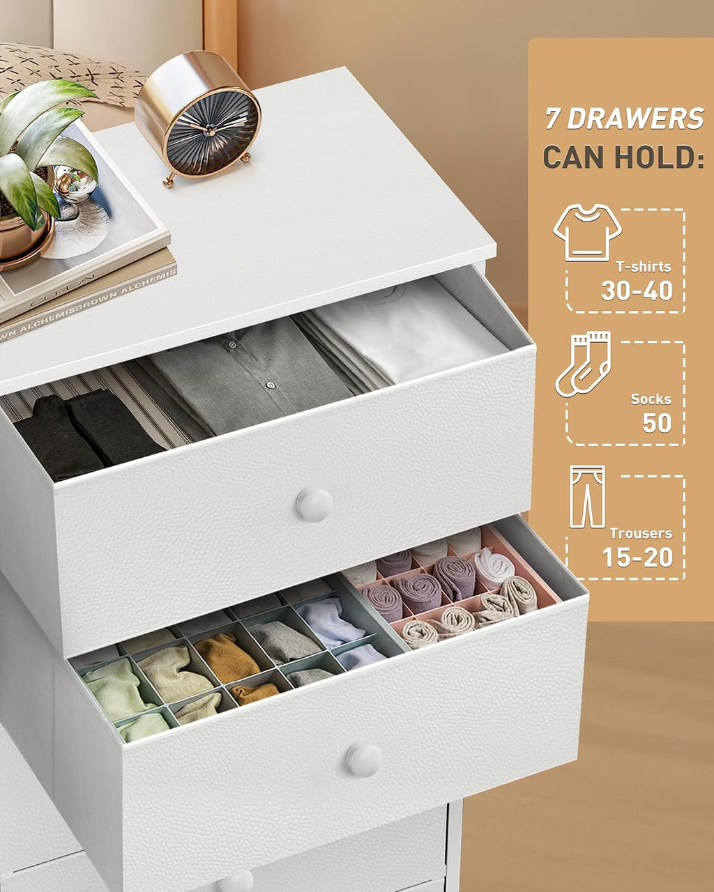 7 Drawer Tall Fabric Storage Dresser
