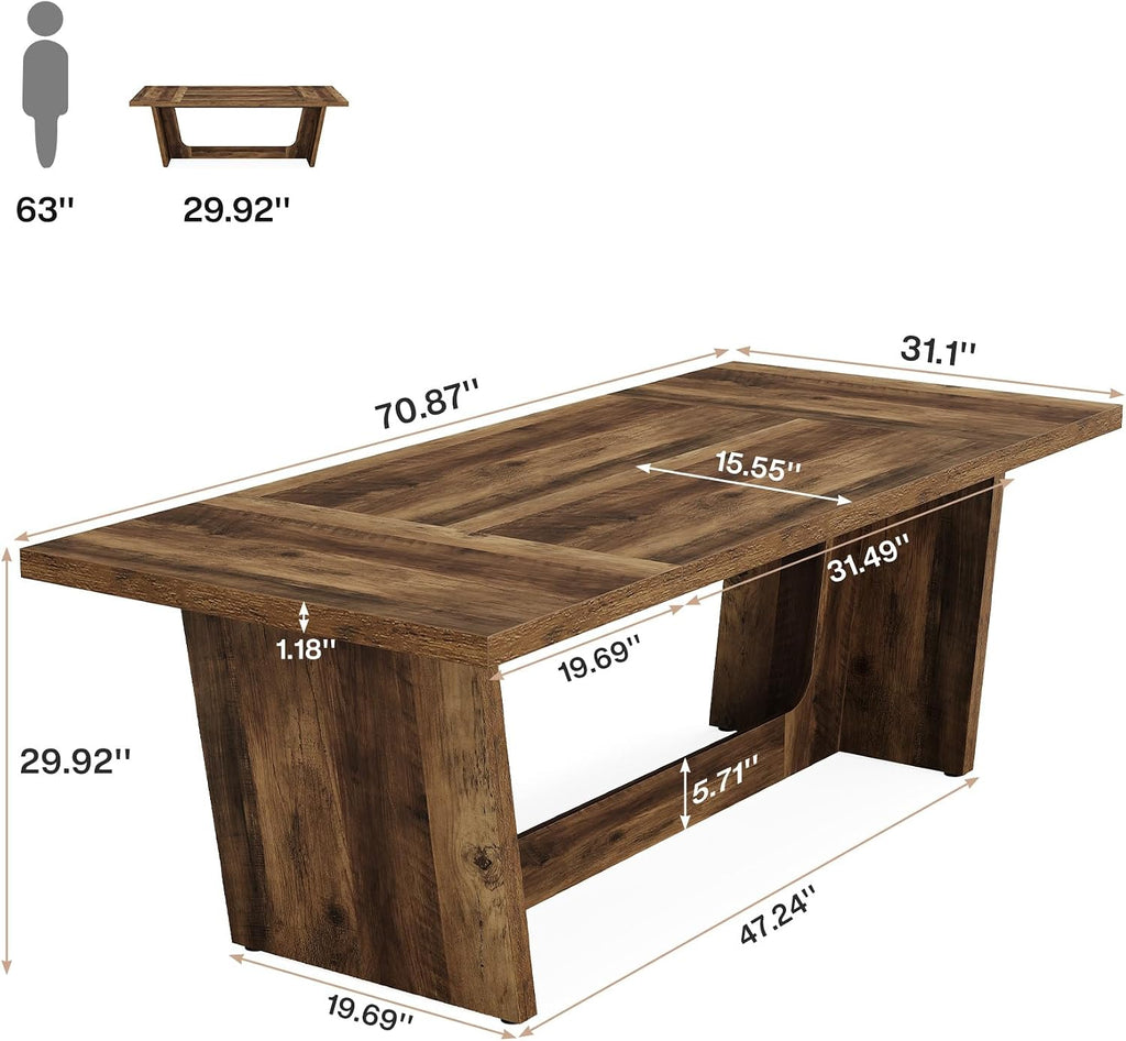 71" Wooden Pedestal Conference Table for 6-8 People