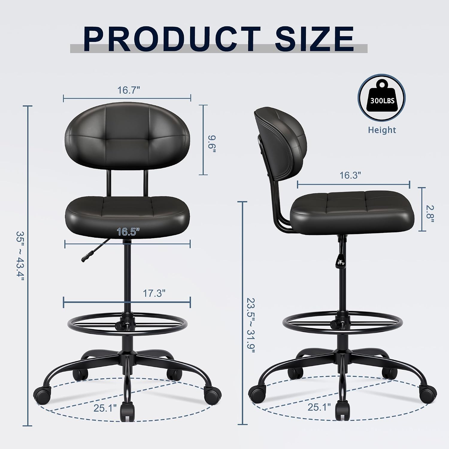 Armless Tall Drafting Chair