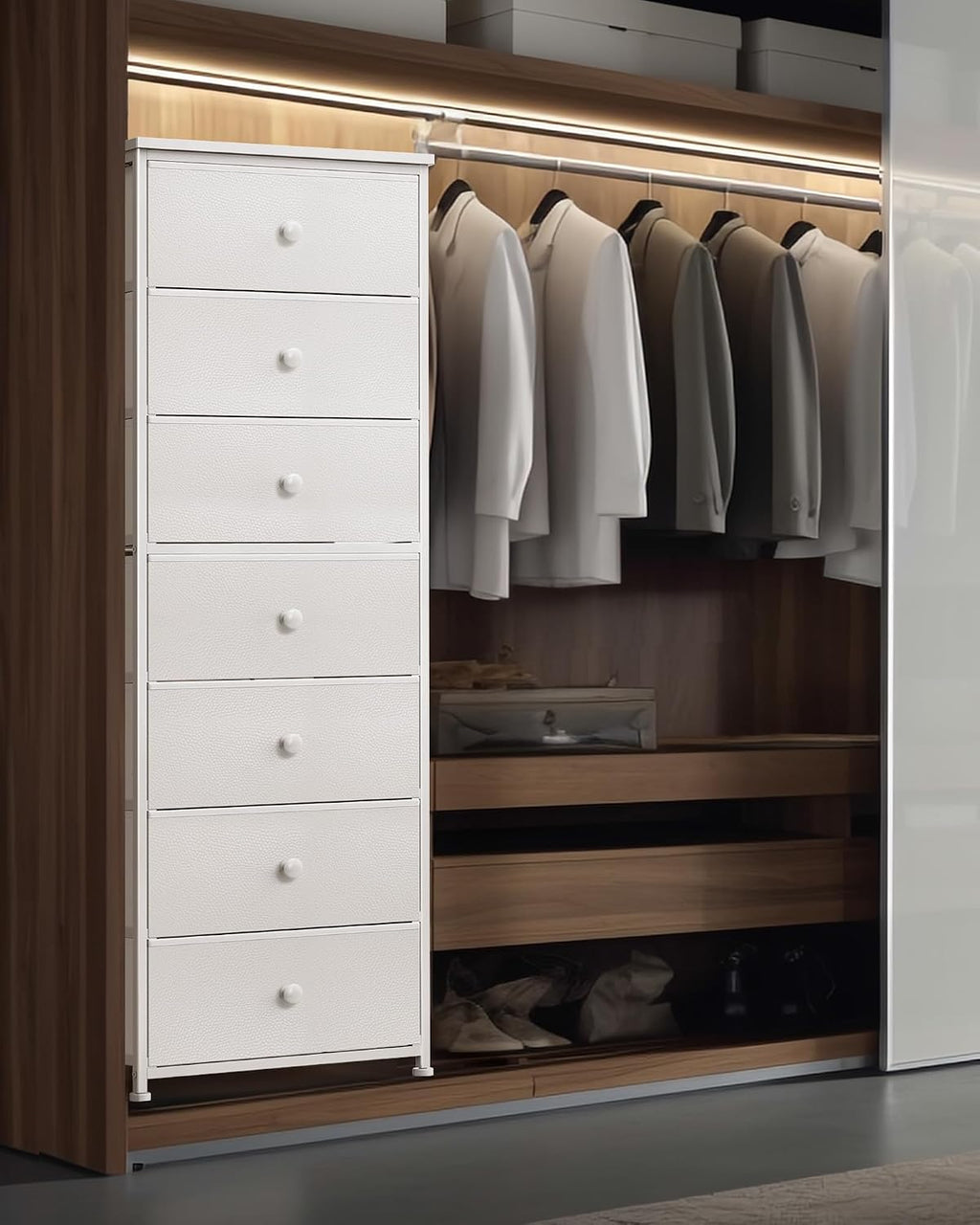 7 Drawer Tall Fabric Storage Dresser