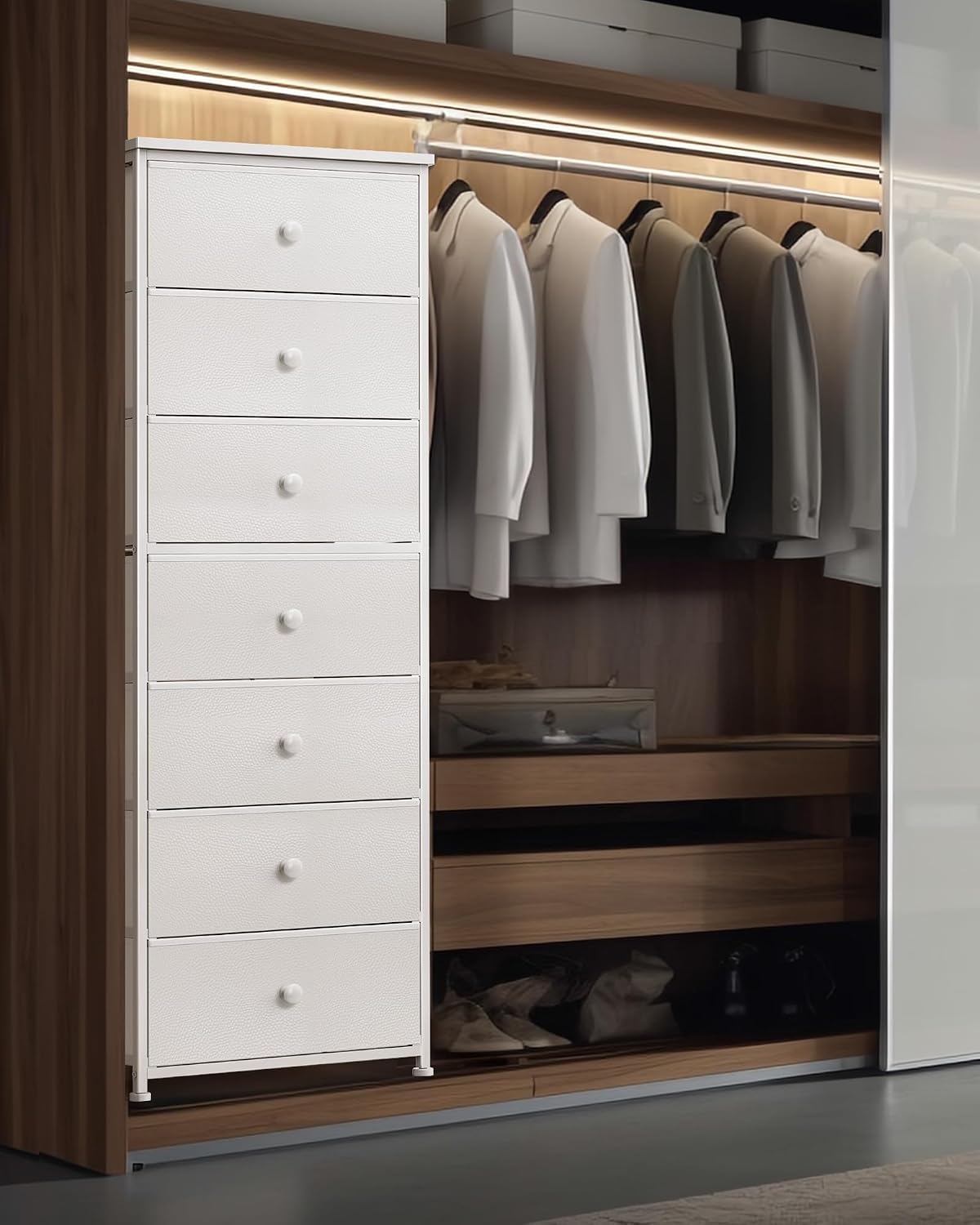 7 Drawer Tall Fabric Storage Dresser