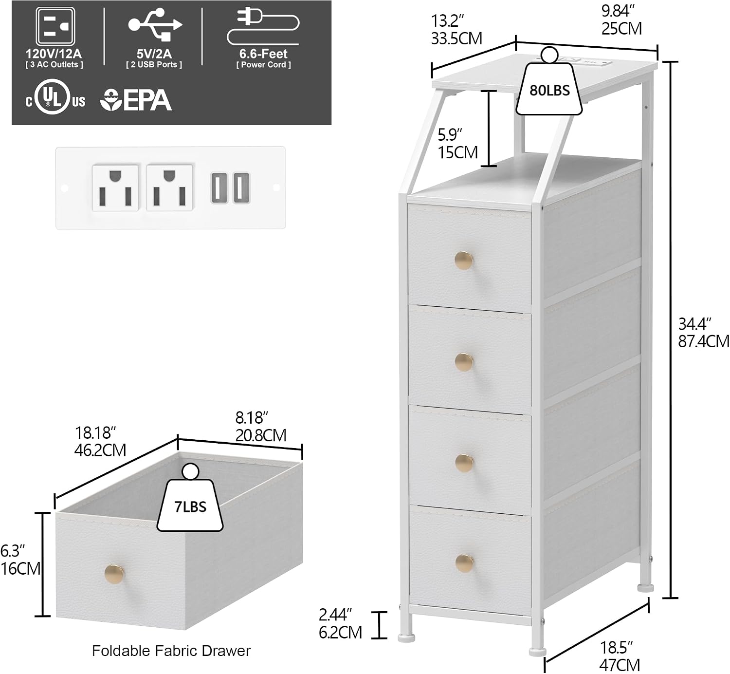 4 Drawer Dresser with Charging Station