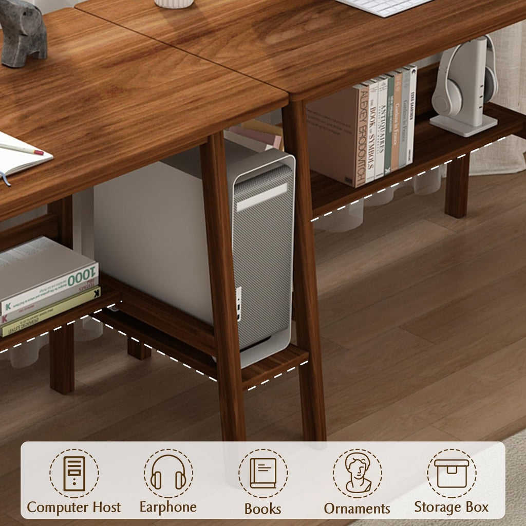 110" Split Double Desk with Bookshelf