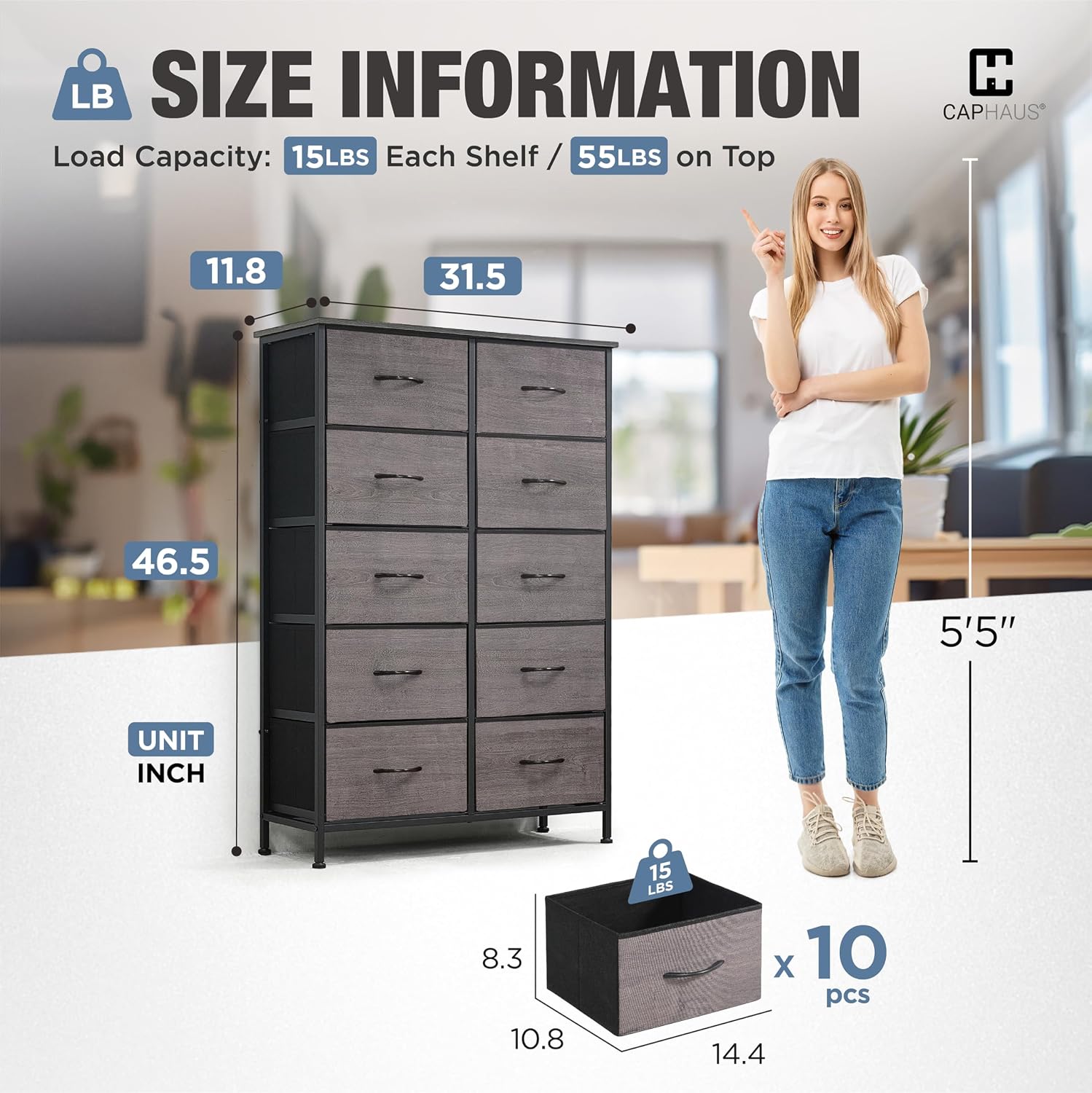 10 Fabric Drawer Storage Tower
