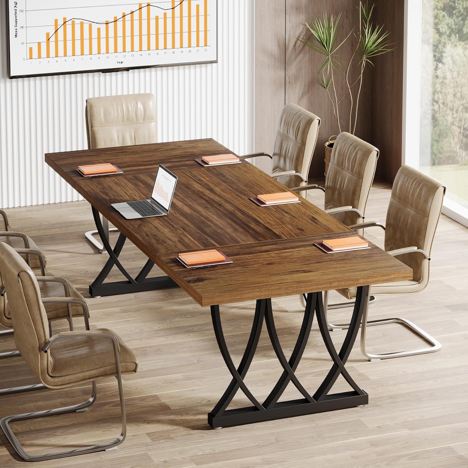 70.86" Curved Frame Conference Table for 6-8 People