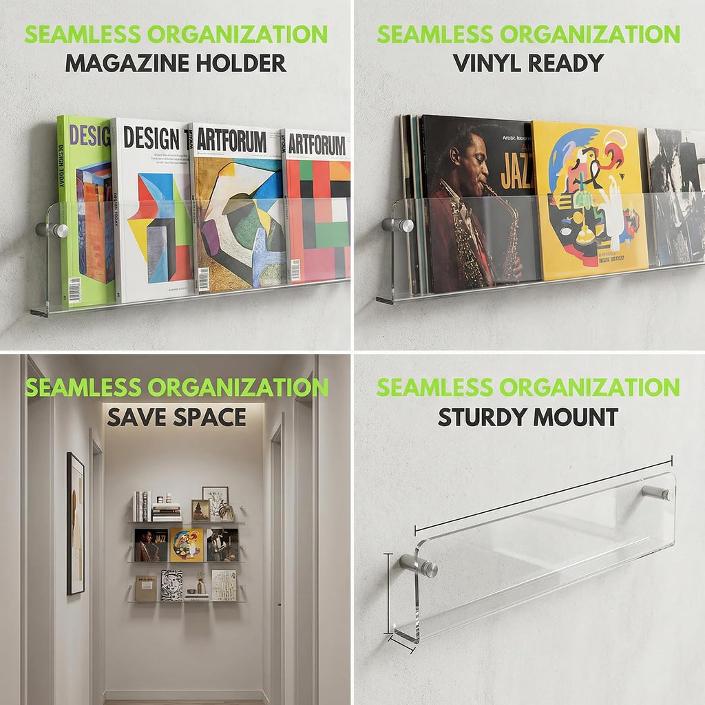 Acrylic Wall Mounted Magazine Holder