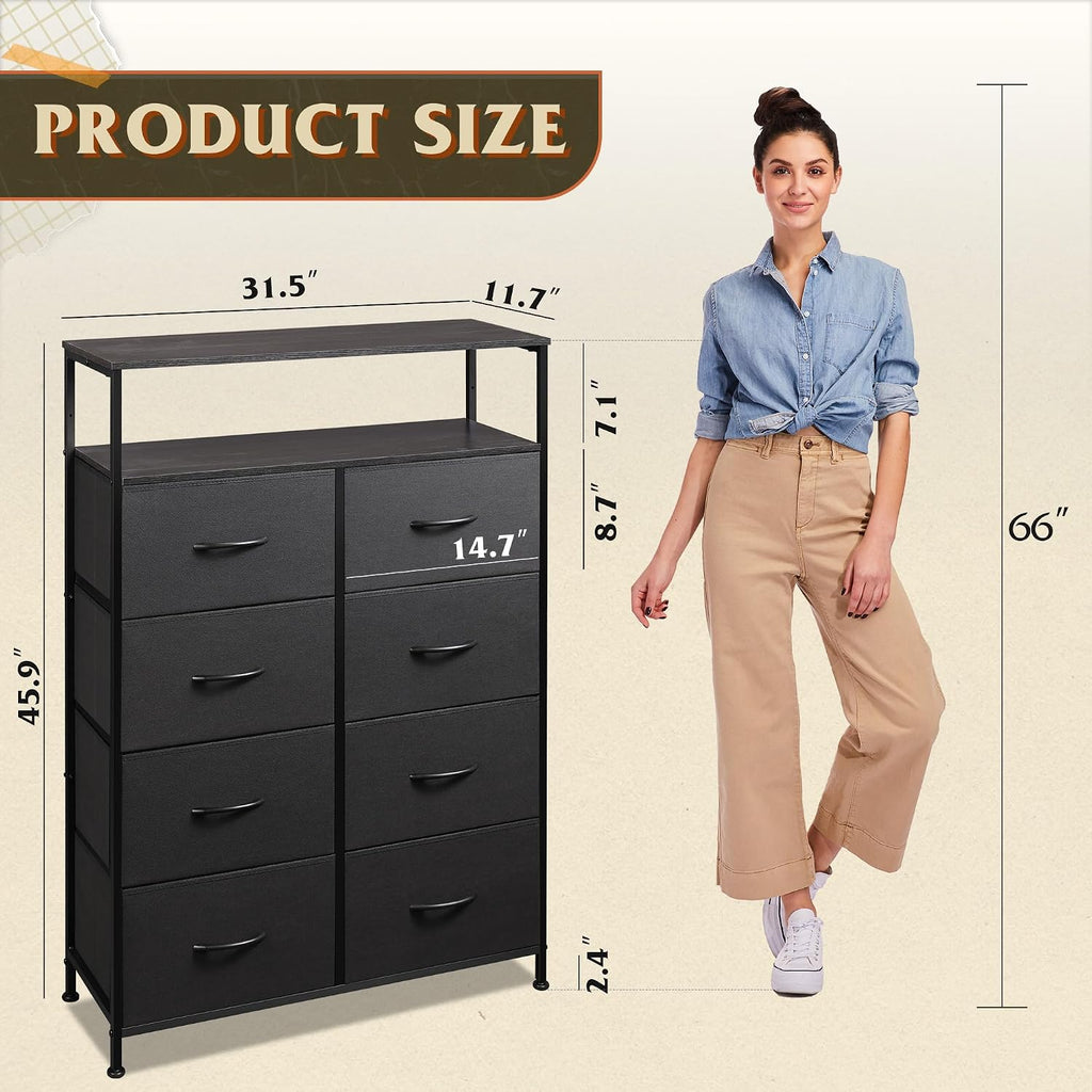 8 Drawer Fabric Tall Dresser