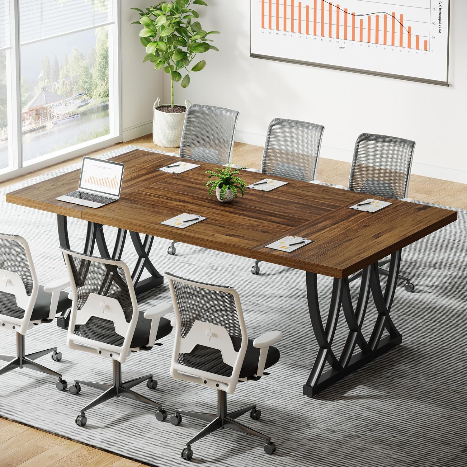 70.86" Curved Frame Conference Table for 6-8 People