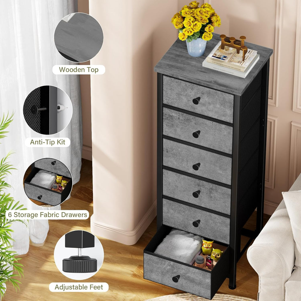 6 Drawer Narrow Tall Dresser