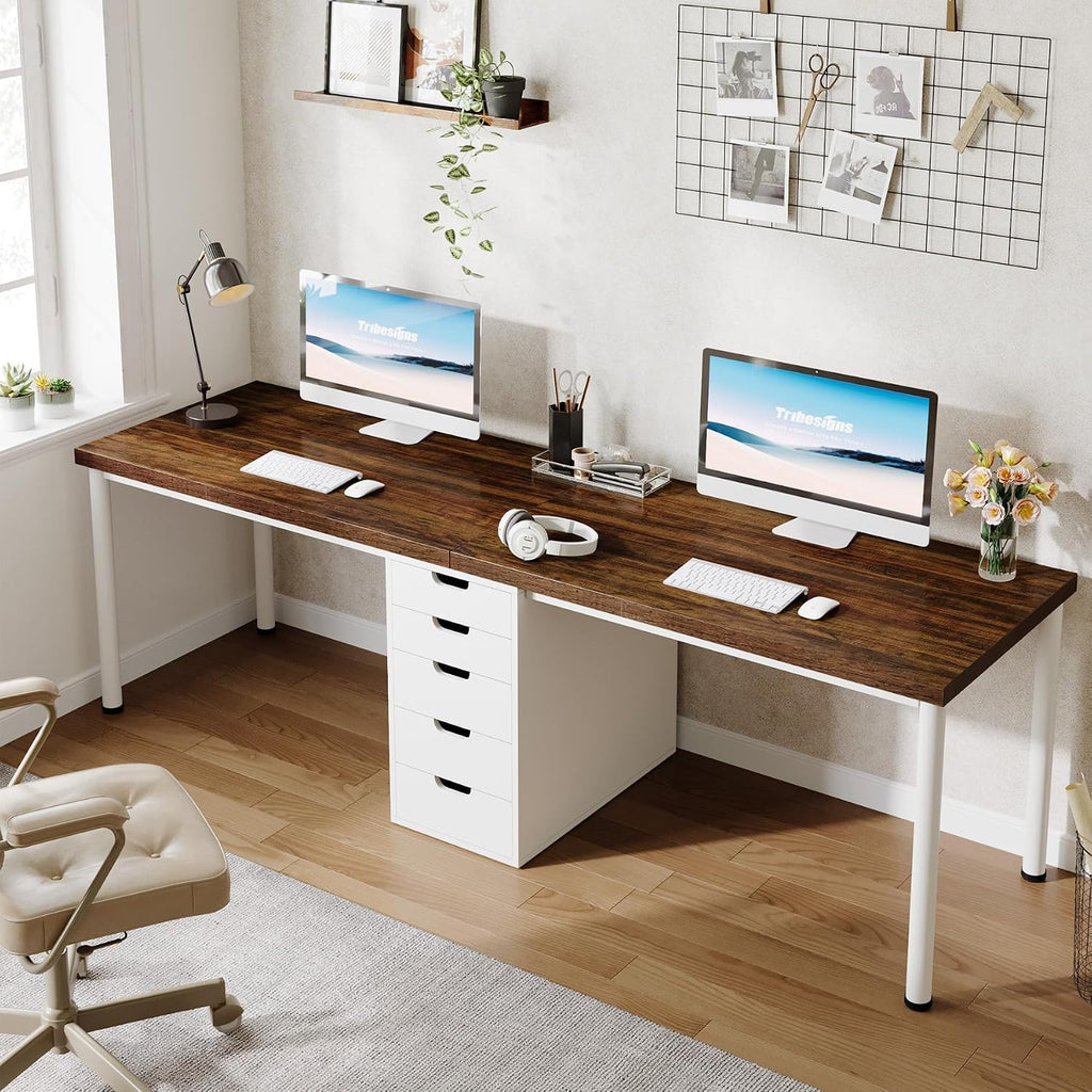 78.7" Double Desk with 5 Drawers