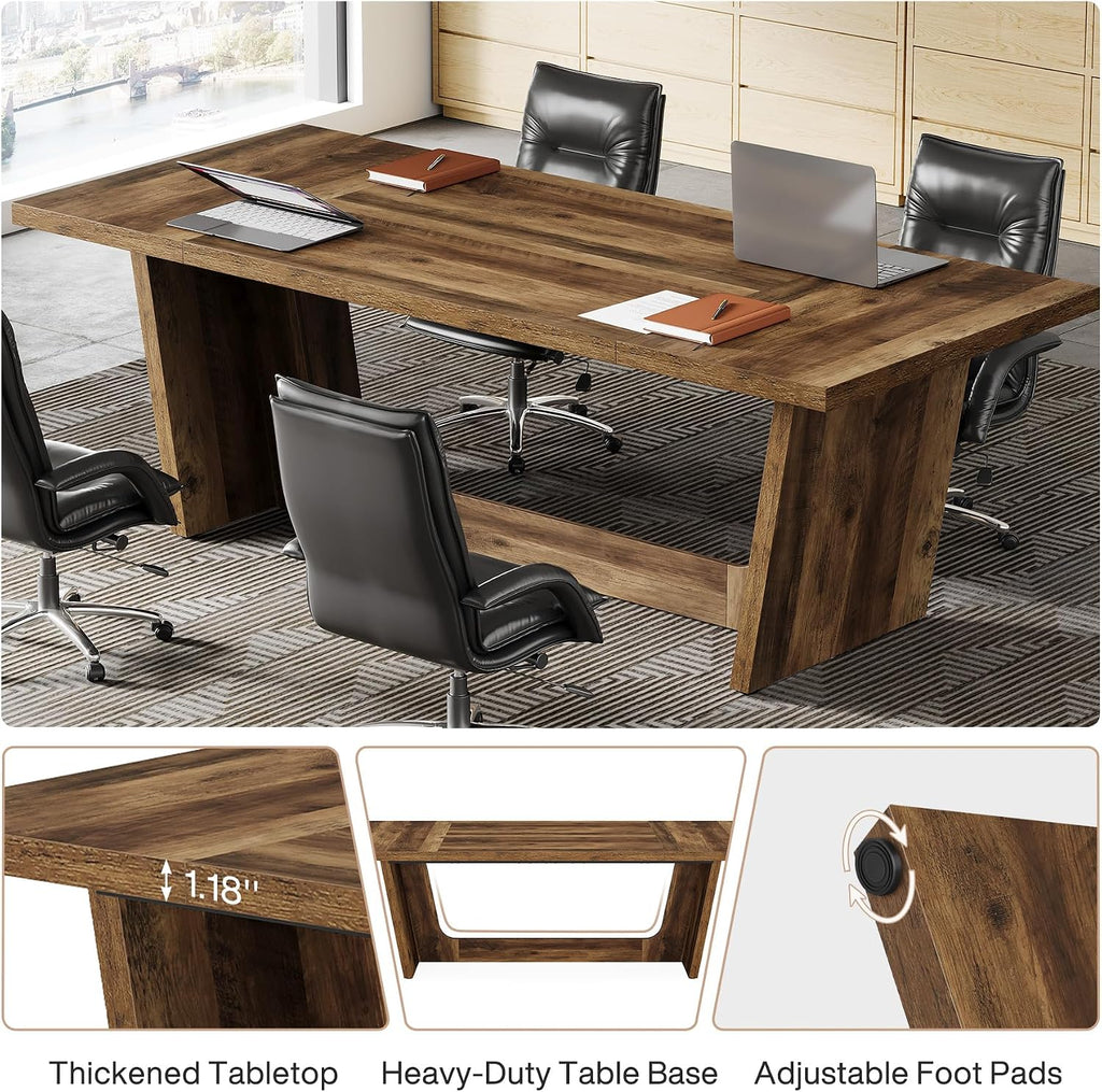 71" Wooden Pedestal Conference Table for 6-8 People