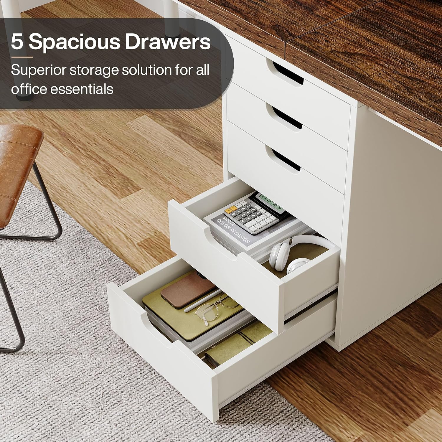 78.7" Double Desk with 5 Drawers