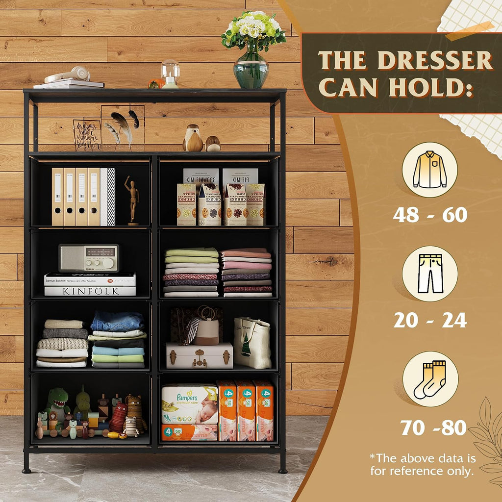 8 Drawer Fabric Tall Dresser
