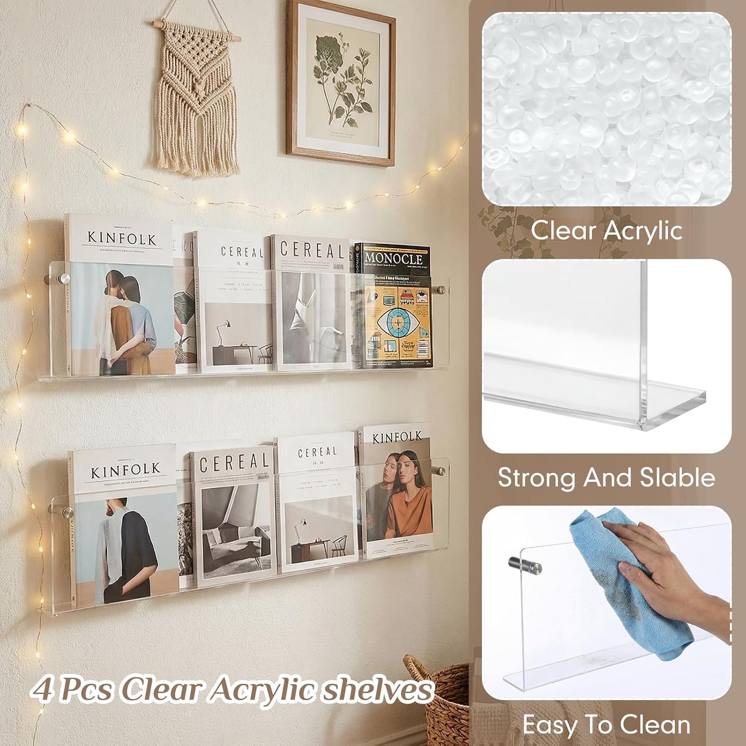Acrylic Wall Mount Magazine Holder