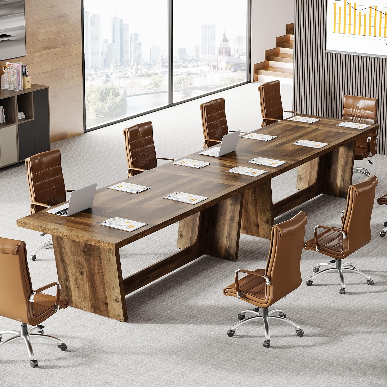 71" Wooden Pedestal Conference Table for 6-8 People