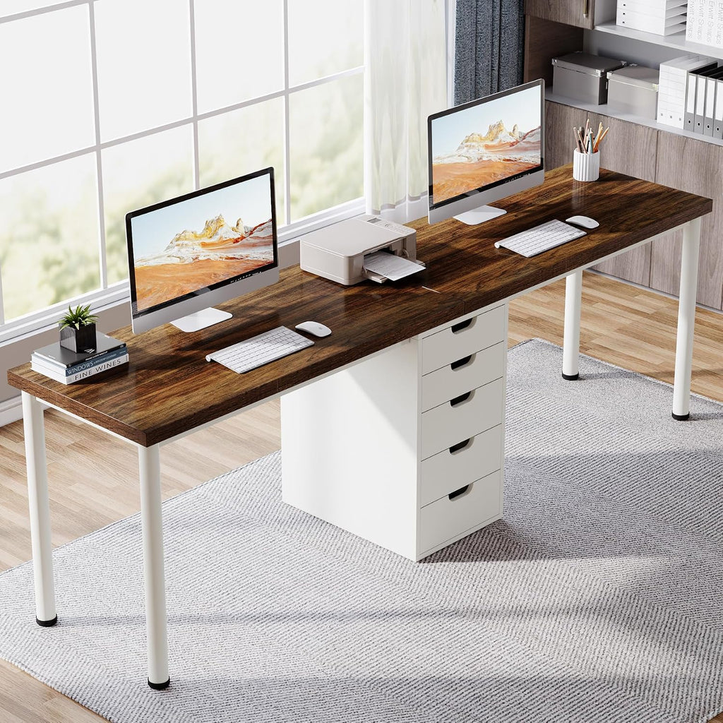 78.7" Double Desk with 5 Drawers