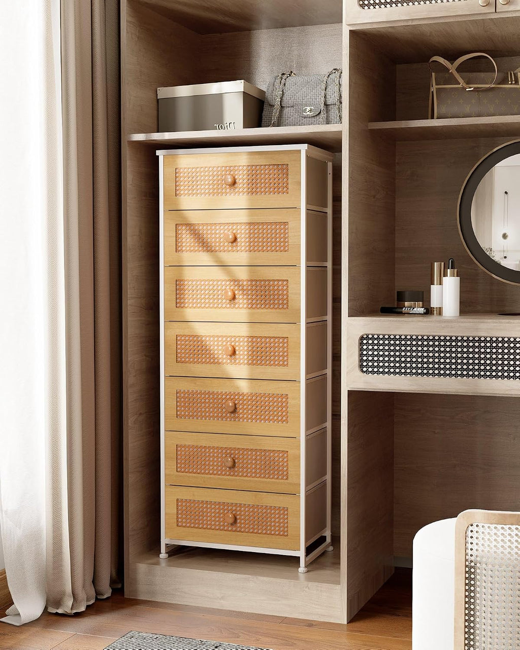 Rattan Tall Storage Dresser