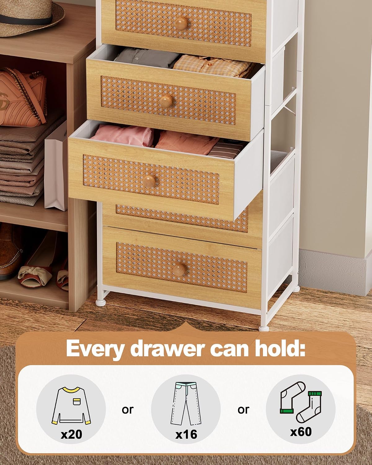 Rattan Tall Storage Dresser