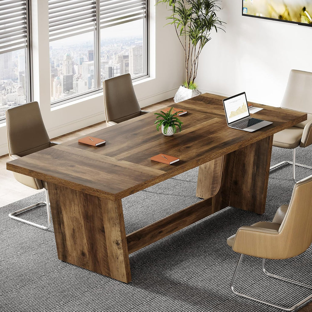 71" Wooden Pedestal Conference Table for 6-8 People