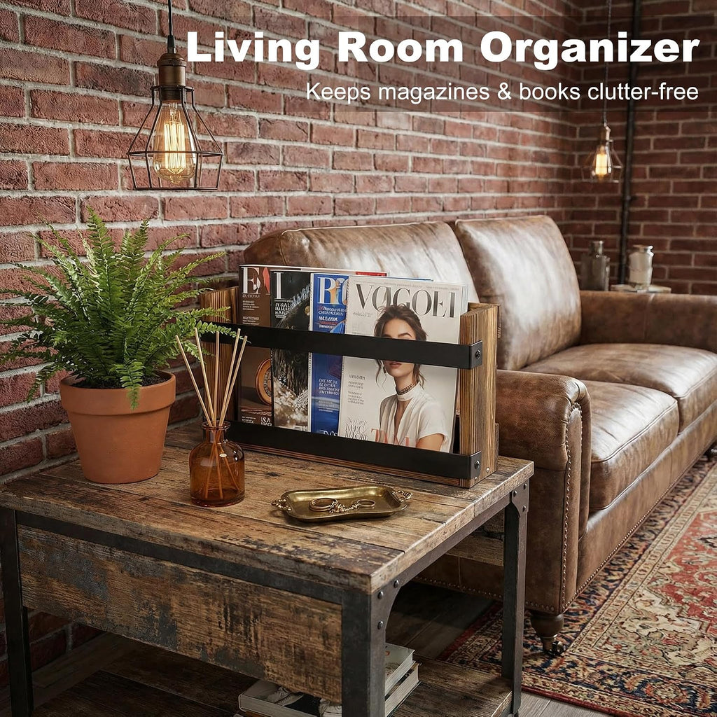 Wood Wall Mounted Magazine Rack