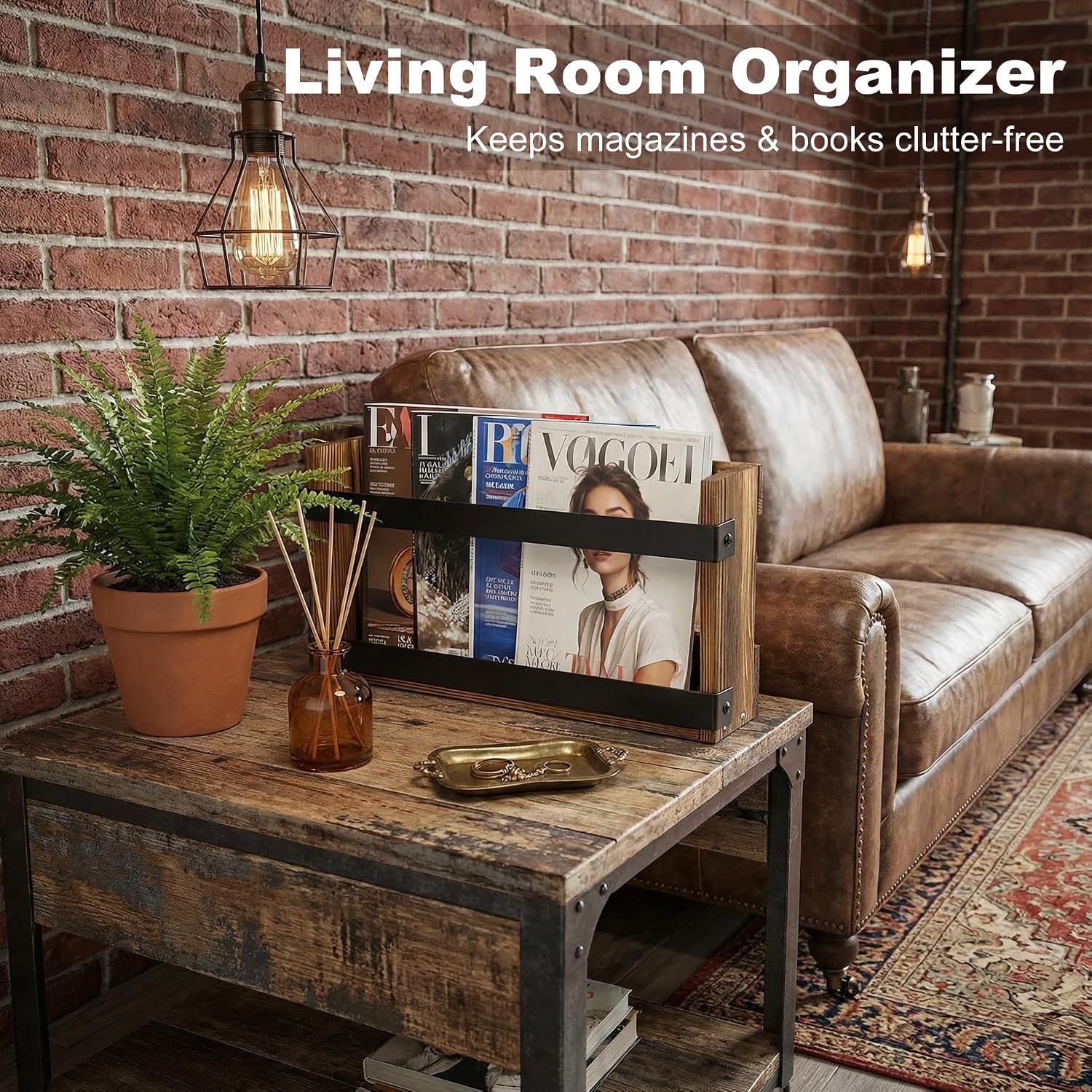 Wood Wall Mounted Magazine Rack