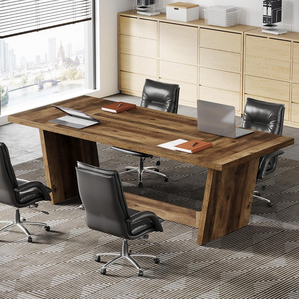 71" Wooden Pedestal Conference Table for 6-8 People