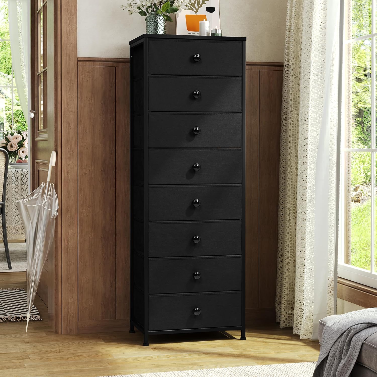 8 Drawer Fabric Tall Dresser